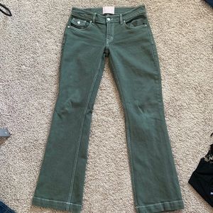 Revice green denim jeans low rise but not really low. New